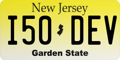 NJ license plate I50DEV