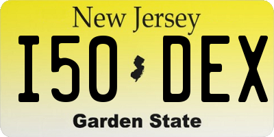 NJ license plate I50DEX