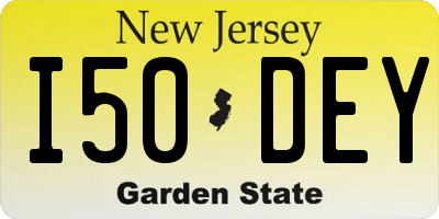 NJ license plate I50DEY