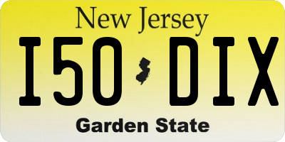 NJ license plate I50DIX