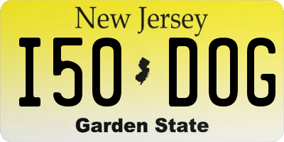 NJ license plate I50DOG
