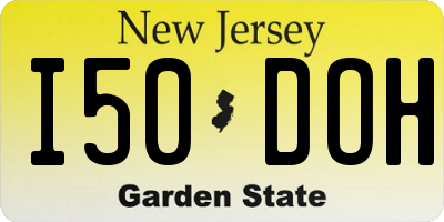 NJ license plate I50DOH