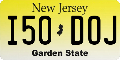 NJ license plate I50DOJ