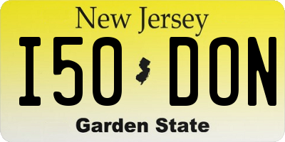 NJ license plate I50DON