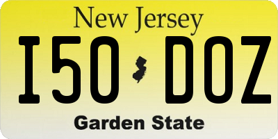 NJ license plate I50DOZ