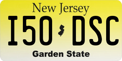 NJ license plate I50DSC