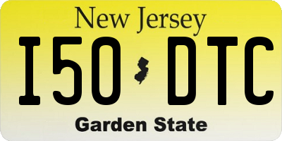 NJ license plate I50DTC