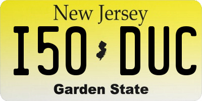 NJ license plate I50DUC