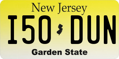 NJ license plate I50DUN