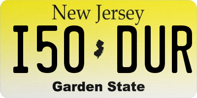 NJ license plate I50DUR