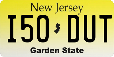 NJ license plate I50DUT