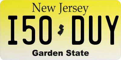 NJ license plate I50DUY