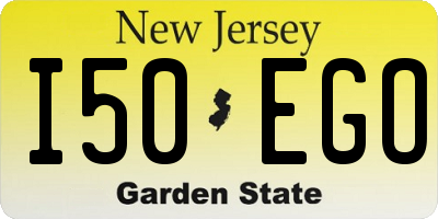 NJ license plate I50EGO