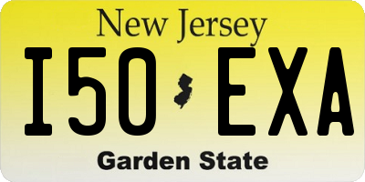 NJ license plate I50EXA