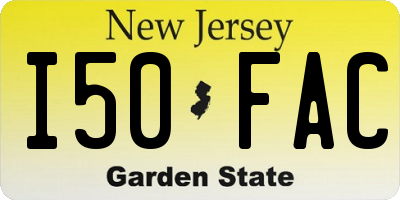 NJ license plate I50FAC
