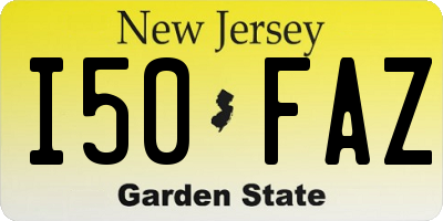 NJ license plate I50FAZ