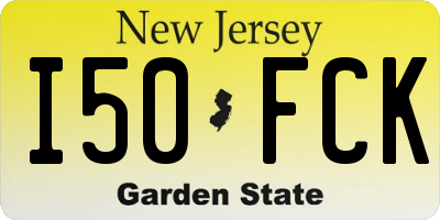 NJ license plate I50FCK