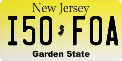 NJ license plate I50FOA
