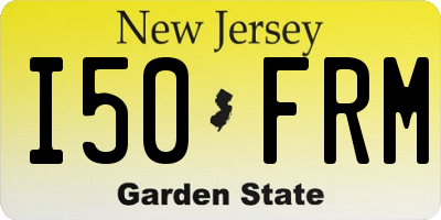 NJ license plate I50FRM