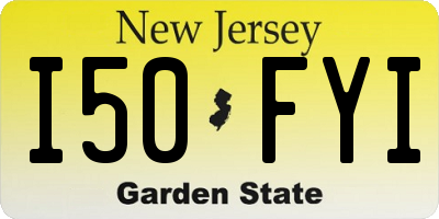 NJ license plate I50FYI