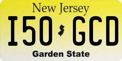 NJ license plate I50GCD