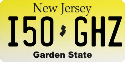 NJ license plate I50GHZ