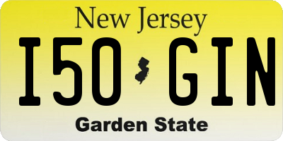 NJ license plate I50GIN