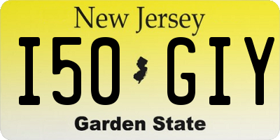 NJ license plate I50GIY