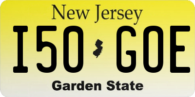 NJ license plate I50GOE