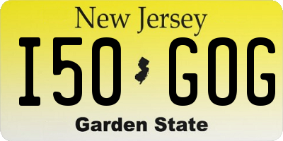 NJ license plate I50GOG