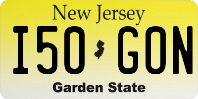NJ license plate I50GON