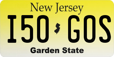 NJ license plate I50GOS