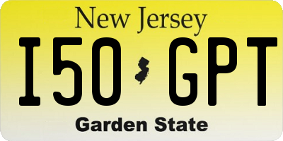 NJ license plate I50GPT