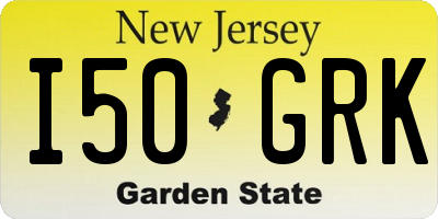 NJ license plate I50GRK