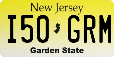 NJ license plate I50GRM