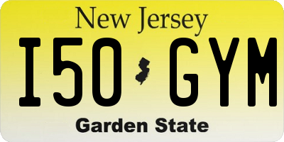 NJ license plate I50GYM