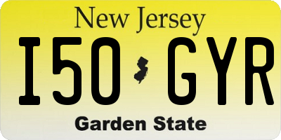 NJ license plate I50GYR