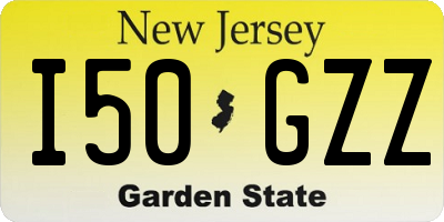 NJ license plate I50GZZ