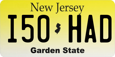 NJ license plate I50HAD