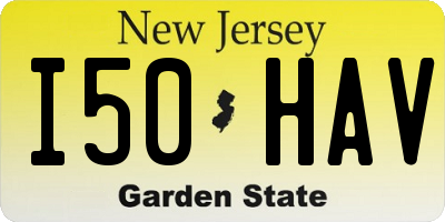 NJ license plate I50HAV