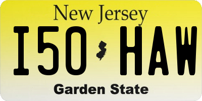 NJ license plate I50HAW