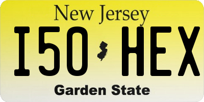 NJ license plate I50HEX