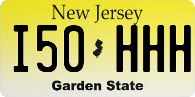 NJ license plate I50HHH