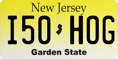 NJ license plate I50HOG
