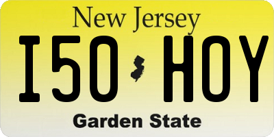 NJ license plate I50HOY