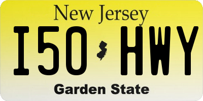 NJ license plate I50HWY