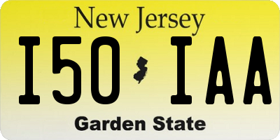 NJ license plate I50IAA