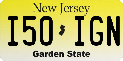 NJ license plate I50IGN