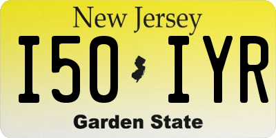 NJ license plate I50IYR