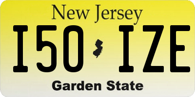NJ license plate I50IZE